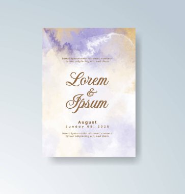 Soyut suluboya arkaplan içeren düğün davetiyesi