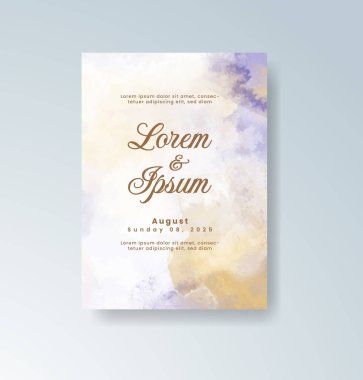 Soyut suluboya arkaplan içeren düğün davetiyesi