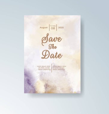 Soyut suluboya arkaplan içeren düğün davetiyesi