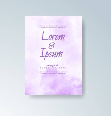 Soyut suluboya arkaplan içeren düğün davetiyesi