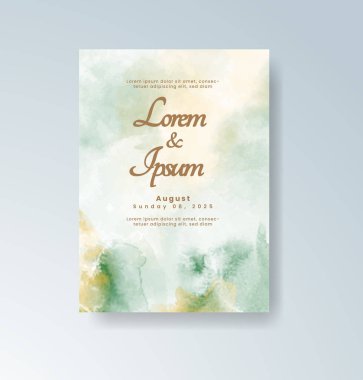 Soyut suluboya arkaplan içeren düğün davetiyesi