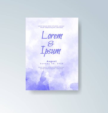 Soyut suluboya arkaplan içeren düğün davetiyesi