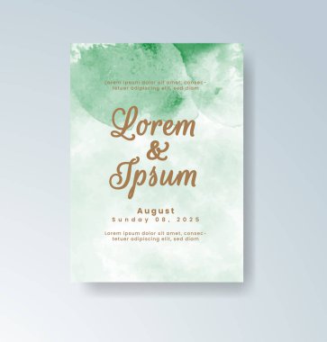 Soyut suluboya arkaplan içeren düğün davetiyesi