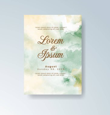 Soyut suluboya arkaplan içeren düğün davetiyesi