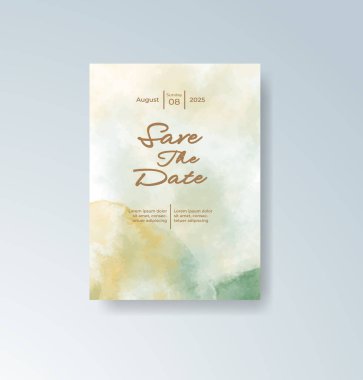 Soyut suluboya arkaplan içeren düğün davetiyesi