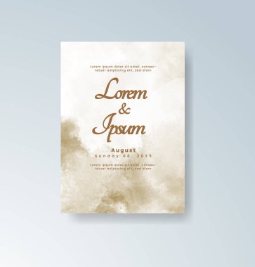 Soyut suluboya arkaplan içeren düğün davetiyesi