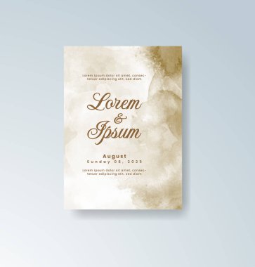 Soyut suluboya arkaplan içeren düğün davetiyesi