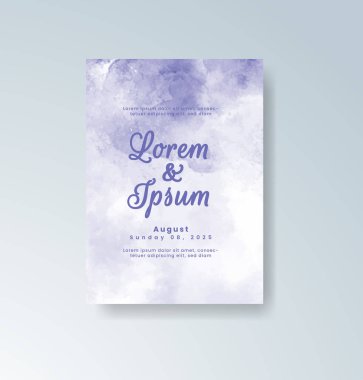 Soyut suluboya arkaplan içeren düğün davetiyesi