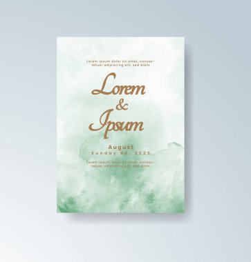 Soyut suluboya arkaplan içeren düğün davetiyesi