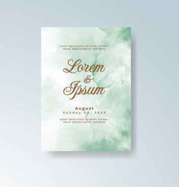 Soyut suluboya arkaplan içeren düğün davetiyesi