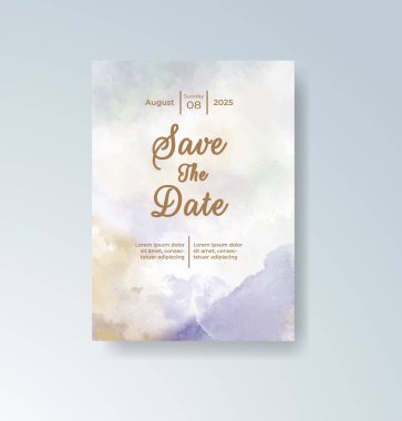 Soyut suluboya arkaplan içeren düğün davetiyesi