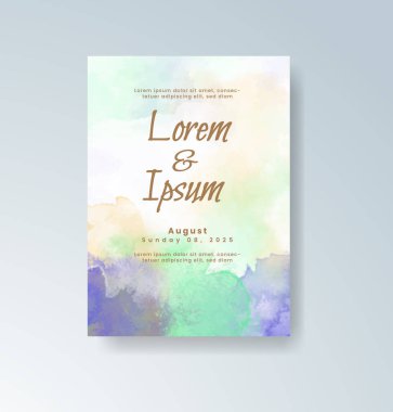 Soyut suluboya arkaplan içeren düğün davetiyesi