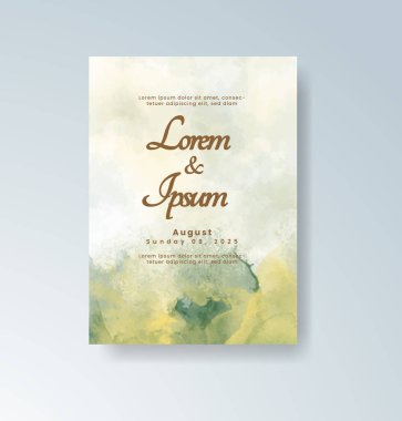 Soyut suluboya arkaplan içeren düğün davetiyesi