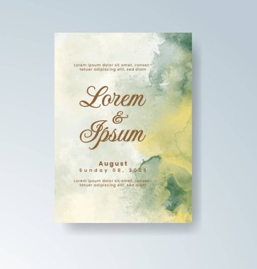 Soyut suluboya arkaplan içeren düğün davetiyesi