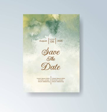 Soyut suluboya arkaplan içeren düğün davetiyesi