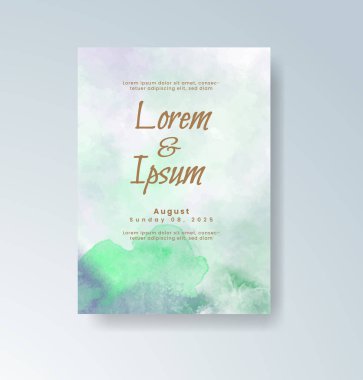 Soyut suluboya arkaplan içeren düğün davetiyesi