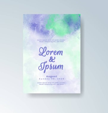 Soyut suluboya arkaplan içeren düğün davetiyesi