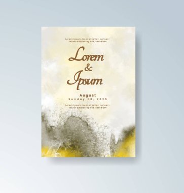 Soyut suluboya arkaplan içeren düğün davetiyesi