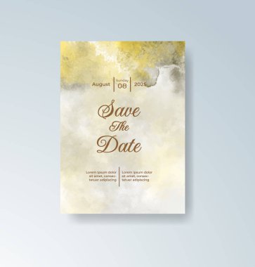 Soyut suluboya arkaplan içeren düğün davetiyesi