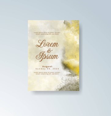 Soyut suluboya arkaplan içeren düğün davetiyesi