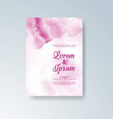 Soyut suluboya arkaplan içeren düğün davetiyesi