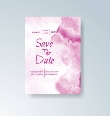 Soyut suluboya arkaplan içeren düğün davetiyesi