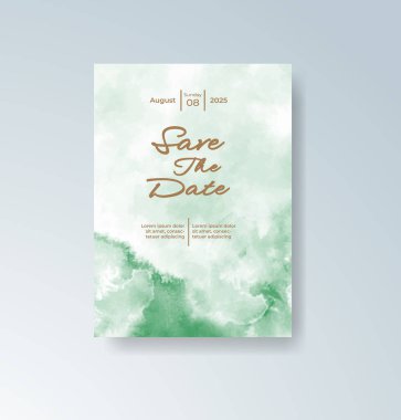 Soyut suluboya arkaplan içeren düğün davetiyesi