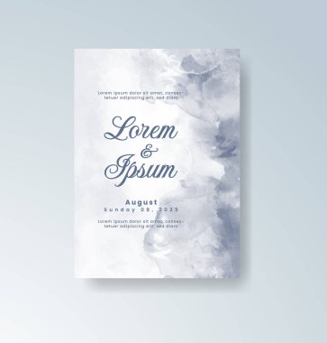 Soyut suluboya arkaplan içeren düğün davetiyesi