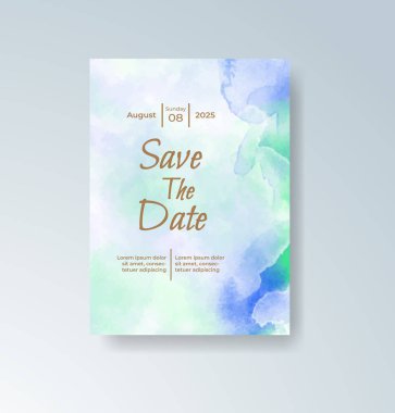 Soyut suluboya arkaplan içeren düğün davetiyesi