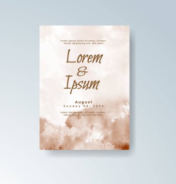 Soyut suluboya arkaplan içeren düğün davetiyesi