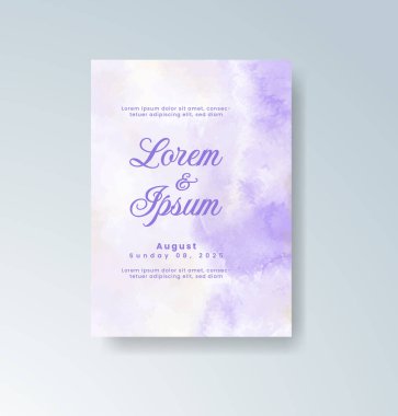 Soyut suluboya arkaplan içeren düğün davetiyesi