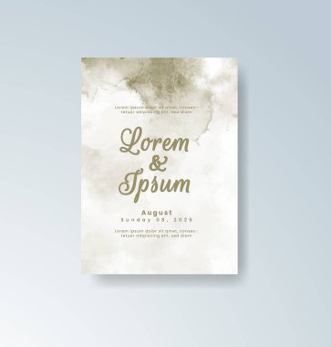 Soyut suluboya arkaplan içeren düğün davetiyesi