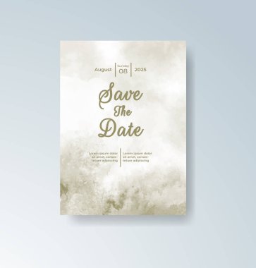 Soyut suluboya arkaplan içeren düğün davetiyesi