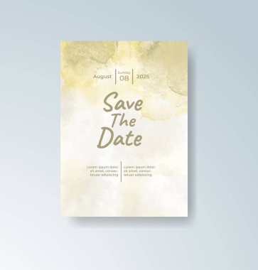 Soyut suluboya arkaplan içeren düğün davetiyesi