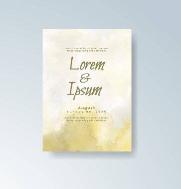 Soyut suluboya arkaplan içeren düğün davetiyesi