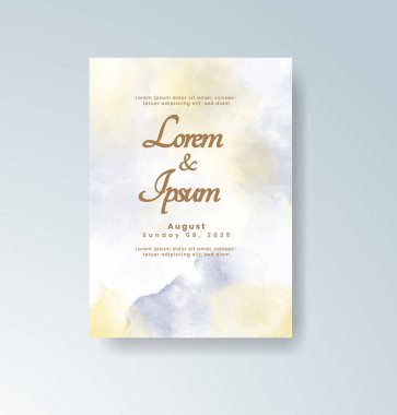 Soyut suluboya arkaplan içeren düğün davetiyesi