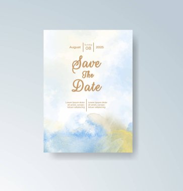 Soyut suluboya arkaplan içeren düğün davetiyesi