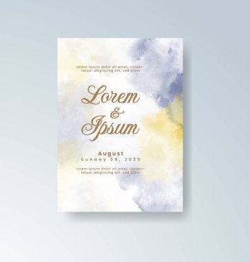 Soyut suluboya arkaplan içeren düğün davetiyesi