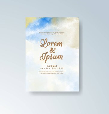 Soyut suluboya arkaplan içeren düğün davetiyesi