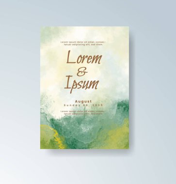 Soyut suluboya arkaplan içeren düğün davetiyesi