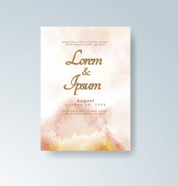 Soyut suluboya arkaplan içeren düğün davetiyesi