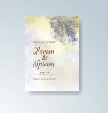 Soyut suluboya arkaplan içeren düğün davetiyesi