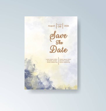 Soyut suluboya arkaplan içeren düğün davetiyesi