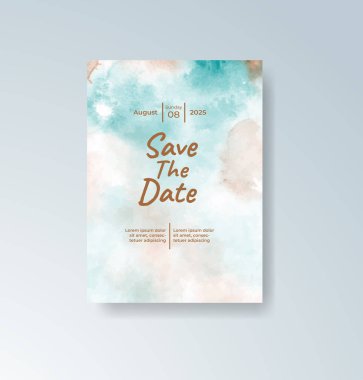 Soyut suluboya arkaplan içeren düğün davetiyesi