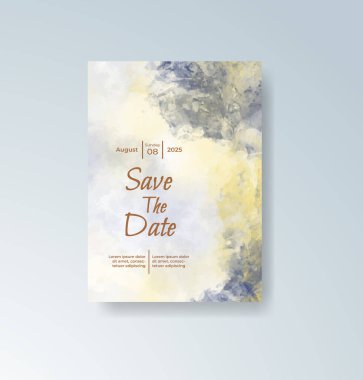 Soyut suluboya arkaplan içeren düğün davetiyesi