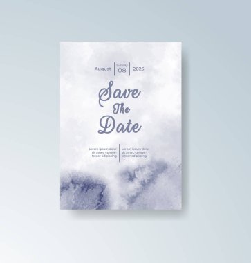 Soyut suluboya arkaplan içeren düğün davetiyesi