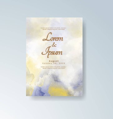 Soyut suluboya arkaplan içeren düğün davetiyesi