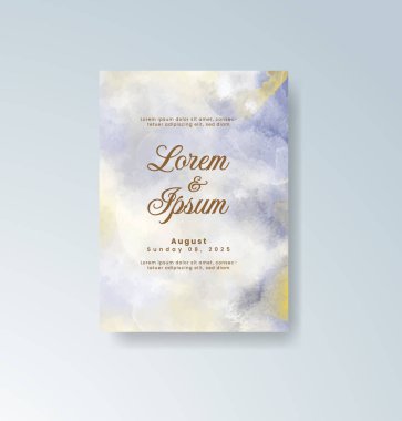 Soyut suluboya arkaplan içeren düğün davetiyesi