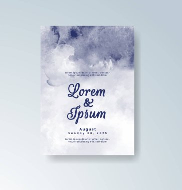 Soyut suluboya arkaplan içeren düğün davetiyesi