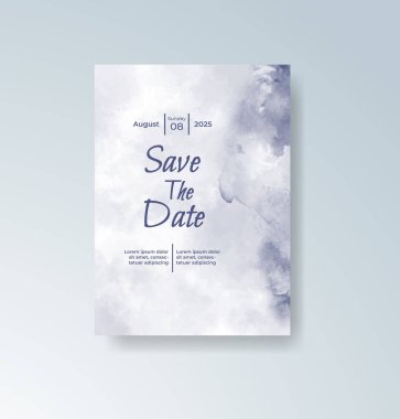 Soyut suluboya arkaplan içeren düğün davetiyesi